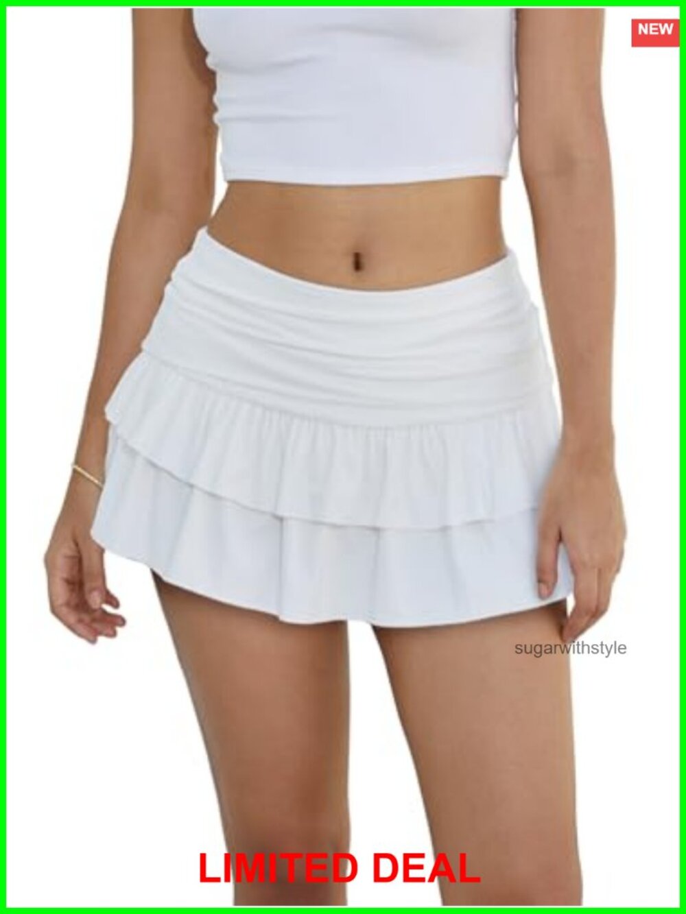 Y2K Ruffle Tiered Mini Skirt Skort Ruch Low Rise Micro